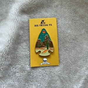 Cactus Texas sunset Mountains Landscape Arrowhead Enamel Pin